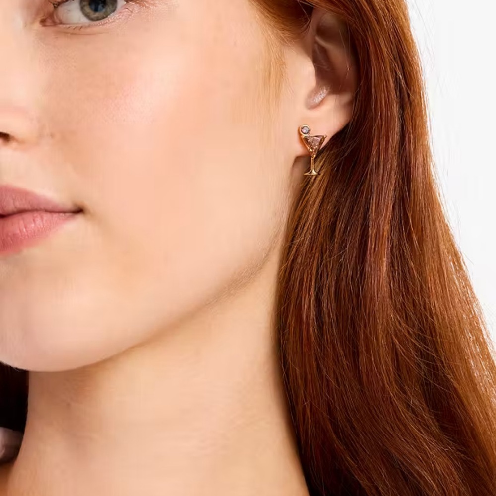 kate spade espresso martini shaken and brewer Gold stud Brown Martini Earrings - Picture 3 of 4